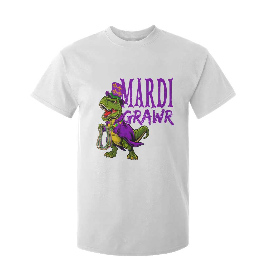 Dinosaur Mardi Gras T Shirt For Kid Funny Meme New Orleans Party Custume Beads TS10 White Print Your Wear