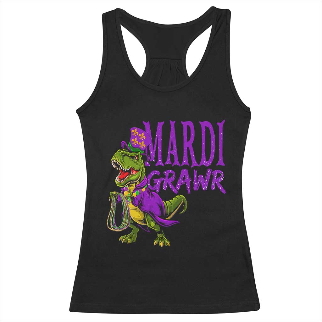 Dinosaur Mardi Gras Racerback Tank Top Funny Meme New Orleans Party Custume Beads TS10 Black Print Your Wear