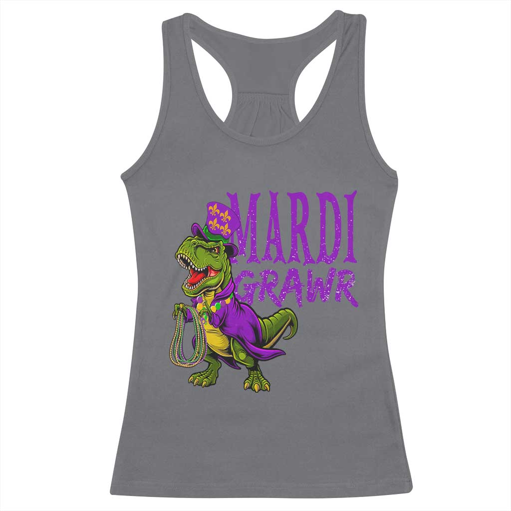 Dinosaur Mardi Gras Racerback Tank Top Funny Meme New Orleans Party Custume Beads TS10 Charcoal Print Your Wear