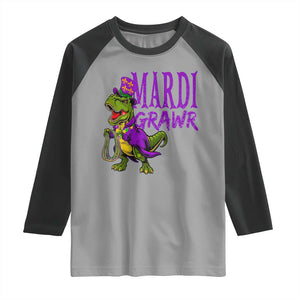 Dinosaur Mardi Gras Raglan Shirt Funny Meme New Orleans Party Custume Beads TS10 Sport Gray Black Print Your Wear