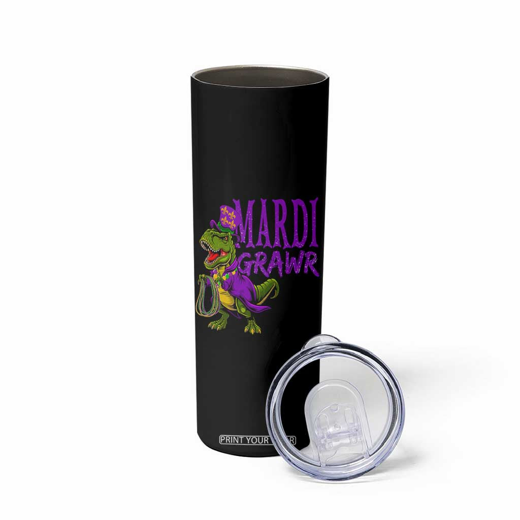 Dinosaur Mardi Gras Skinny Tumbler Funny Meme New Orleans Party Custume Beads TS10 Print Your Wear