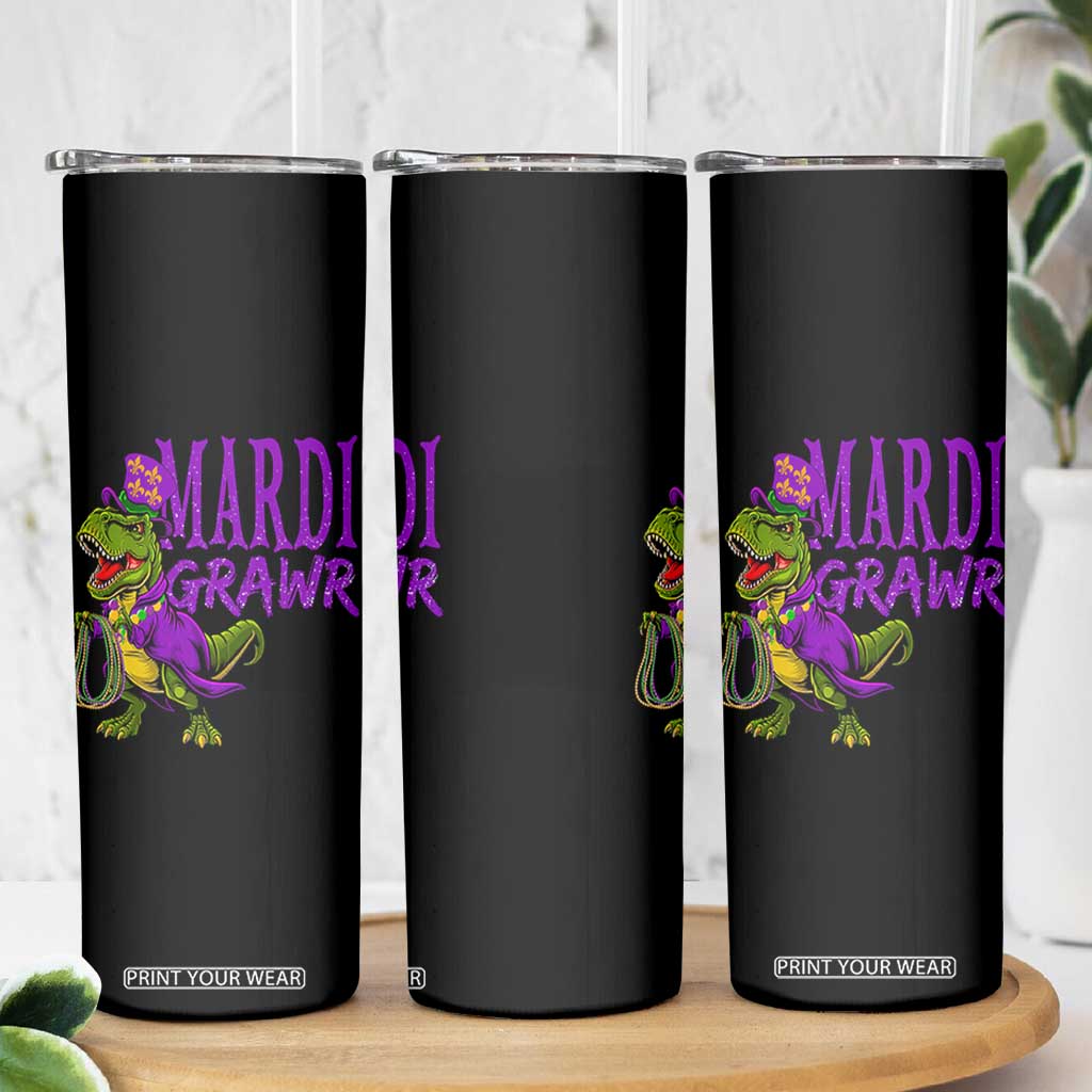 Dinosaur Mardi Gras Skinny Tumbler Funny Meme New Orleans Party Custume Beads TS10 Print Your Wear