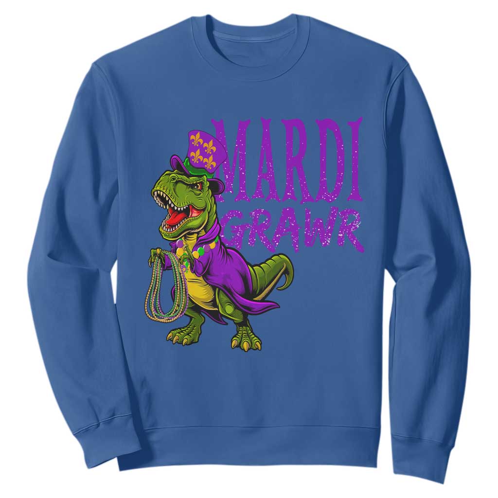 Dinosaur Mardi Gras Sweatshirt Funny Meme New Orleans Party Custume Beads TS10 Royal Blue Print Your Wear