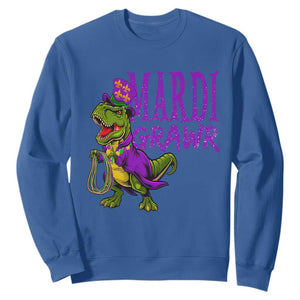 Dinosaur Mardi Gras Sweatshirt Funny Meme New Orleans Party Custume Beads TS10 Royal Blue Print Your Wear