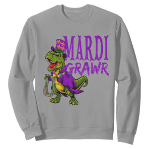 Dinosaur Mardi Gras Sweatshirt Funny Meme New Orleans Party Custume Beads TS10 Sport Gray Print Your Wear