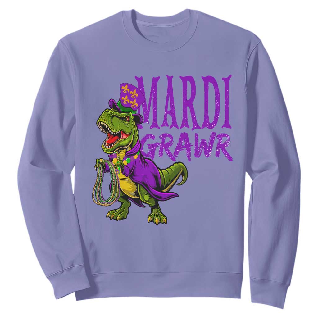 Dinosaur Mardi Gras Sweatshirt Funny Meme New Orleans Party Custume Beads TS10 Violet Print Your Wear