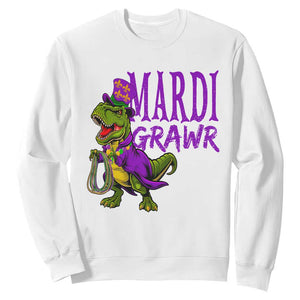 Dinosaur Mardi Gras Sweatshirt Funny Meme New Orleans Party Custume Beads TS10 White Print Your Wear