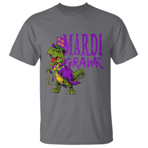 Dinosaur Mardi Gras T Shirt Funny Meme New Orleans Party Custume Beads TS10 Charcoal Print Your Wear