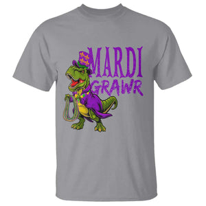 Dinosaur Mardi Gras T Shirt Funny Meme New Orleans Party Custume Beads TS10 Sport Gray Print Your Wear