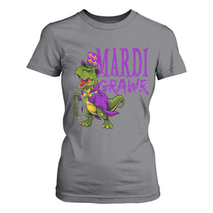 Dinosaur Mardi Gras T Shirt For Women Funny Meme New Orleans Party Custume Beads TS10 Charcoal Print Your Wear