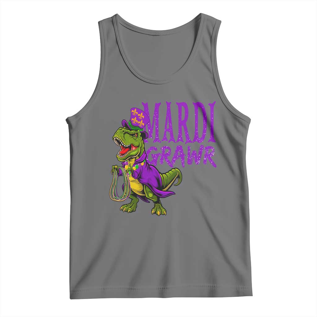 Dinosaur Mardi Gras Tank Top Funny Meme New Orleans Party Custume Beads TS10 Black Heather Print Your Wear