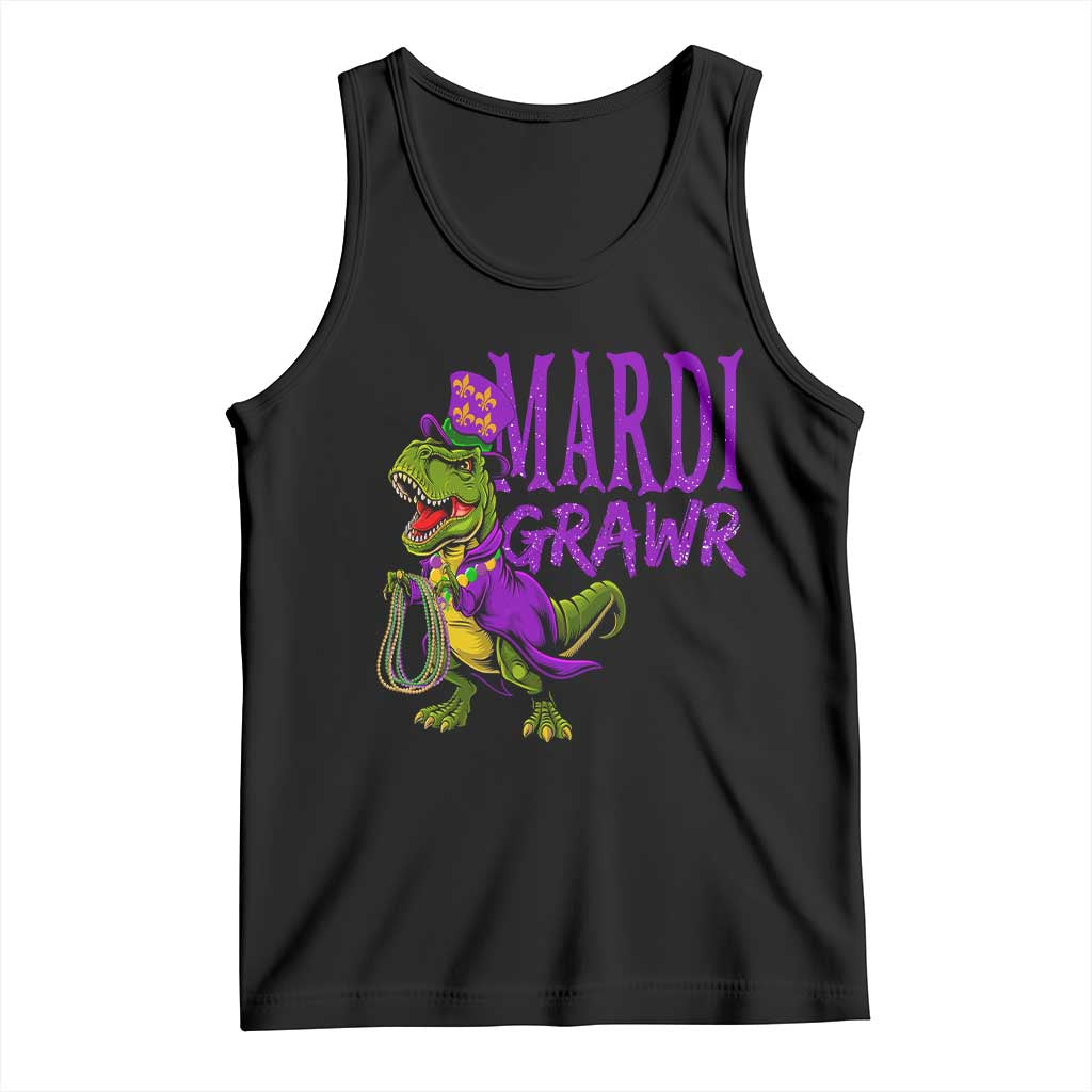 Dinosaur Mardi Gras Tank Top Funny Meme New Orleans Party Custume Beads TS10 Black Print Your Wear