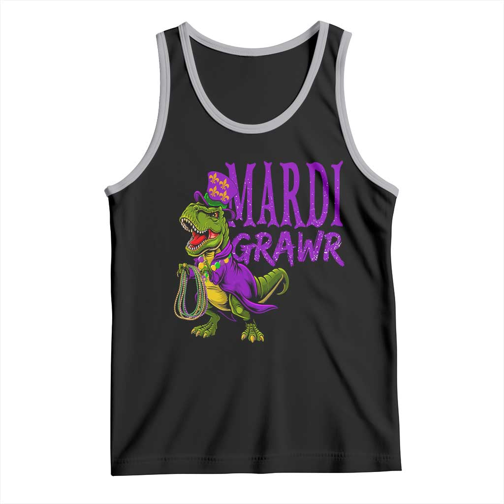 Dinosaur Mardi Gras Tank Top Funny Meme New Orleans Party Custume Beads TS10 Black Athletic Heather Print Your Wear