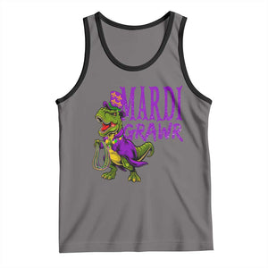 Dinosaur Mardi Gras Tank Top Funny Meme New Orleans Party Custume Beads TS10 Deep Heather Black Print Your Wear