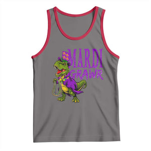 Dinosaur Mardi Gras Tank Top Funny Meme New Orleans Party Custume Beads TS10 Deep Heather Red Print Your Wear