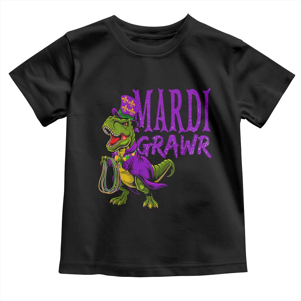 Dinosaur Mardi Gras Toddler T Shirt Funny Meme New Orleans Party Custume Beads TS10 Black Print Your Wear