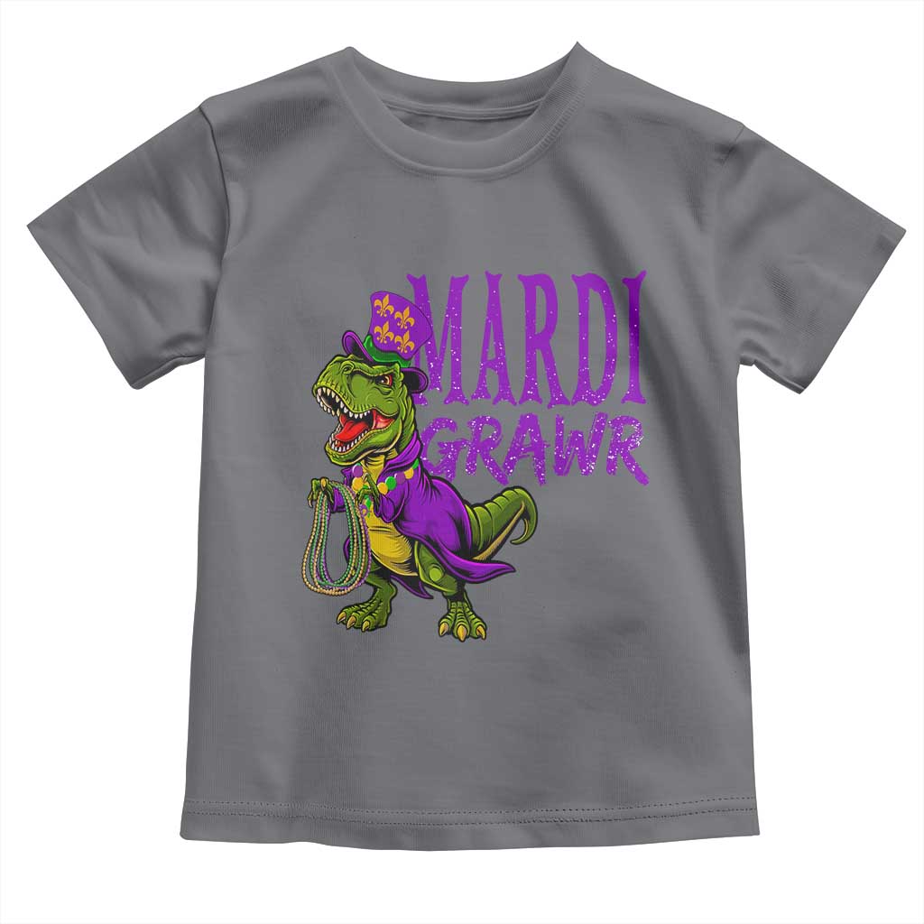 Dinosaur Mardi Gras Toddler T Shirt Funny Meme New Orleans Party Custume Beads TS10 Charcoal Print Your Wear