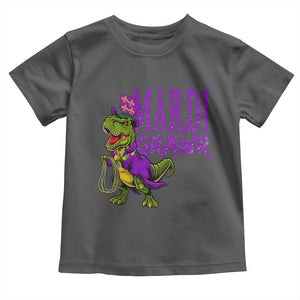 Dinosaur Mardi Gras Toddler T Shirt Funny Meme New Orleans Party Custume Beads TS10 Dark Heather Print Your Wear