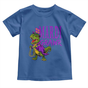 Dinosaur Mardi Gras Toddler T Shirt Funny Meme New Orleans Party Custume Beads TS10 Royal Blue Print Your Wear