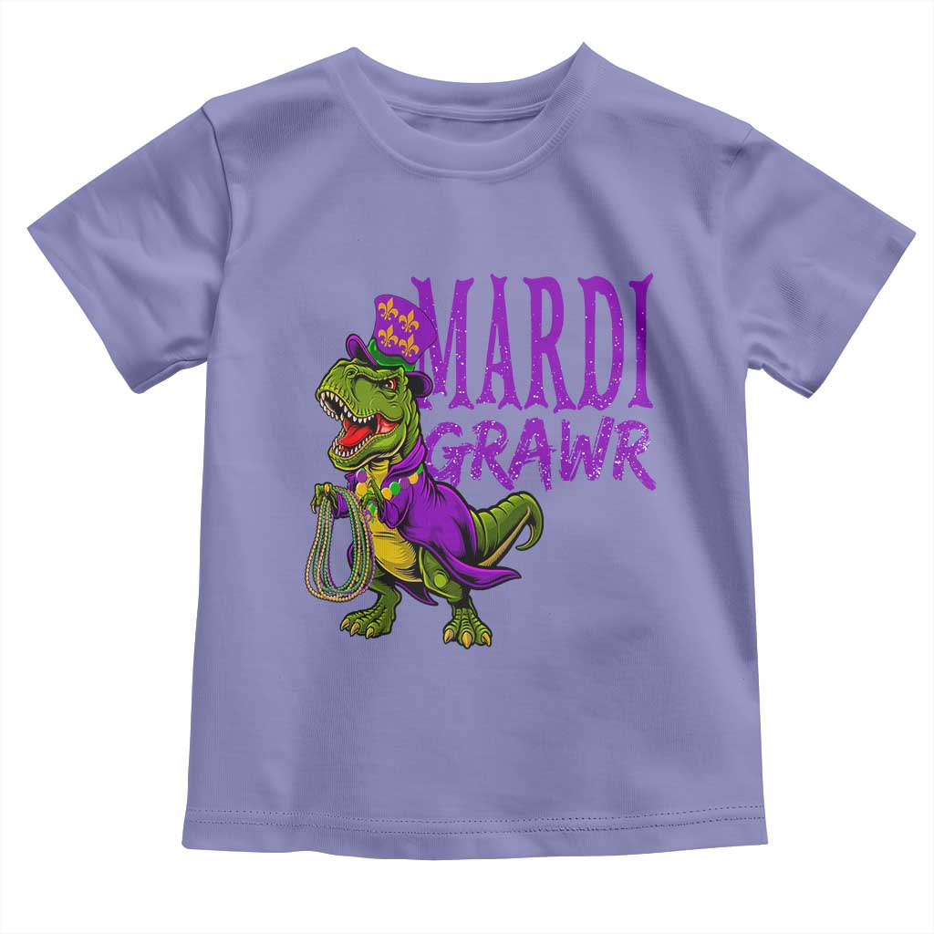 Dinosaur Mardi Gras Toddler T Shirt Funny Meme New Orleans Party Custume Beads TS10 Violet Print Your Wear