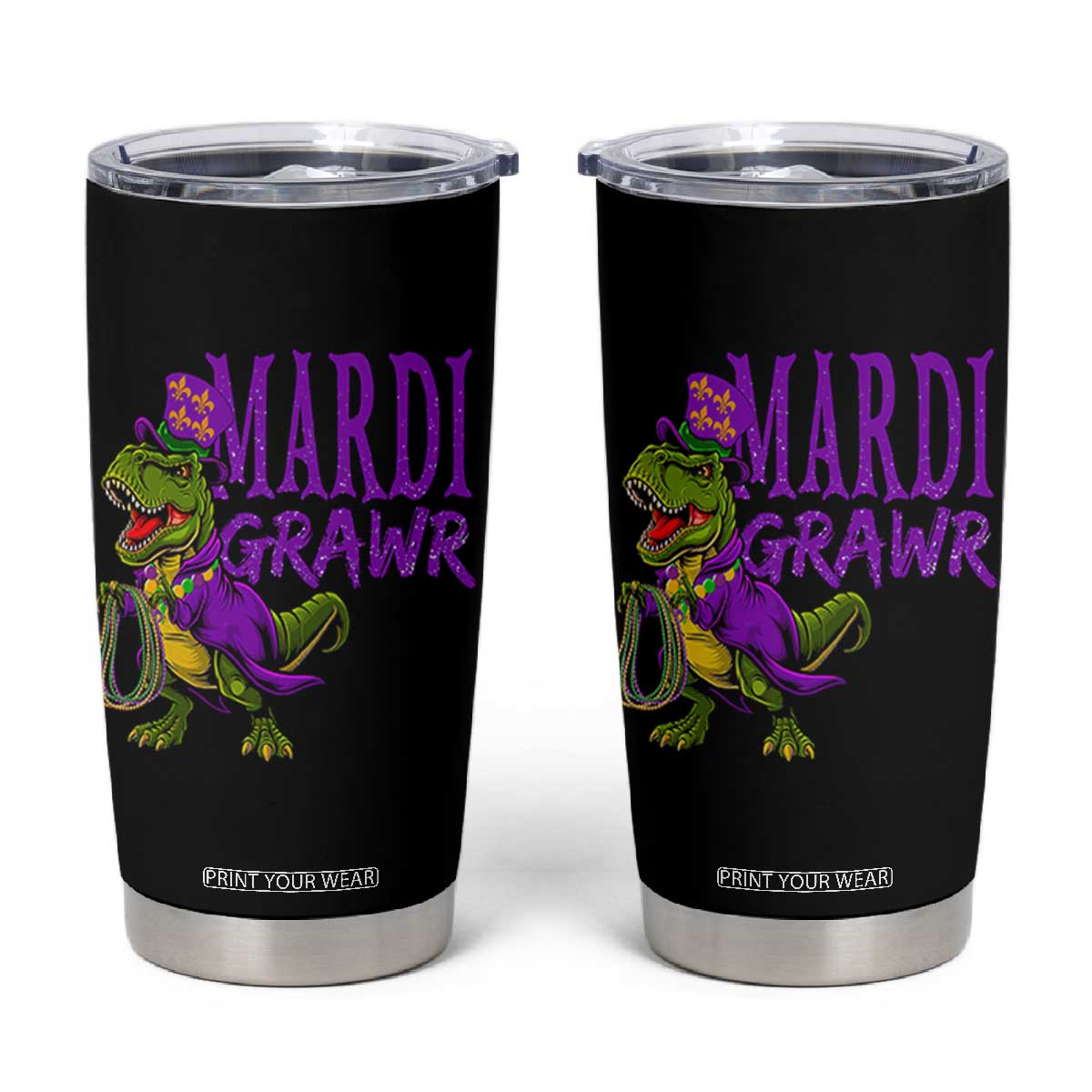 Dinosaur Mardi Gras Tumbler Cup Funny Meme New Orleans Party Custume Beads TS10 Black Print Your Wear