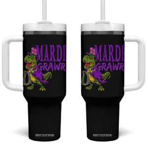 Dinosaur Mardi Gras Tumbler With Handle Funny Meme New Orleans Party Custume Beads TS10 One Size: 40 oz Black Print Your Wear