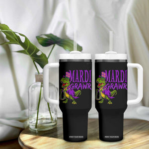 Dinosaur Mardi Gras Tumbler With Handle Funny Meme New Orleans Party Custume Beads TS10 Print Your Wear