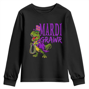 Dinosaur Mardi Gras Youth Sweatshirt Funny Meme New Orleans Party Custume Beads TS10 Black Print Your Wear