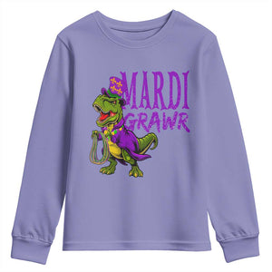Dinosaur Mardi Gras Youth Sweatshirt Funny Meme New Orleans Party Custume Beads TS10 Violet Print Your Wear