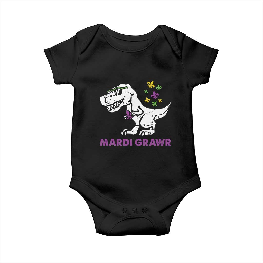 Mardi Gras Grawr Dinosaur Baby Onesie Fat Tuesday Kids TS10 Black Print Your Wear