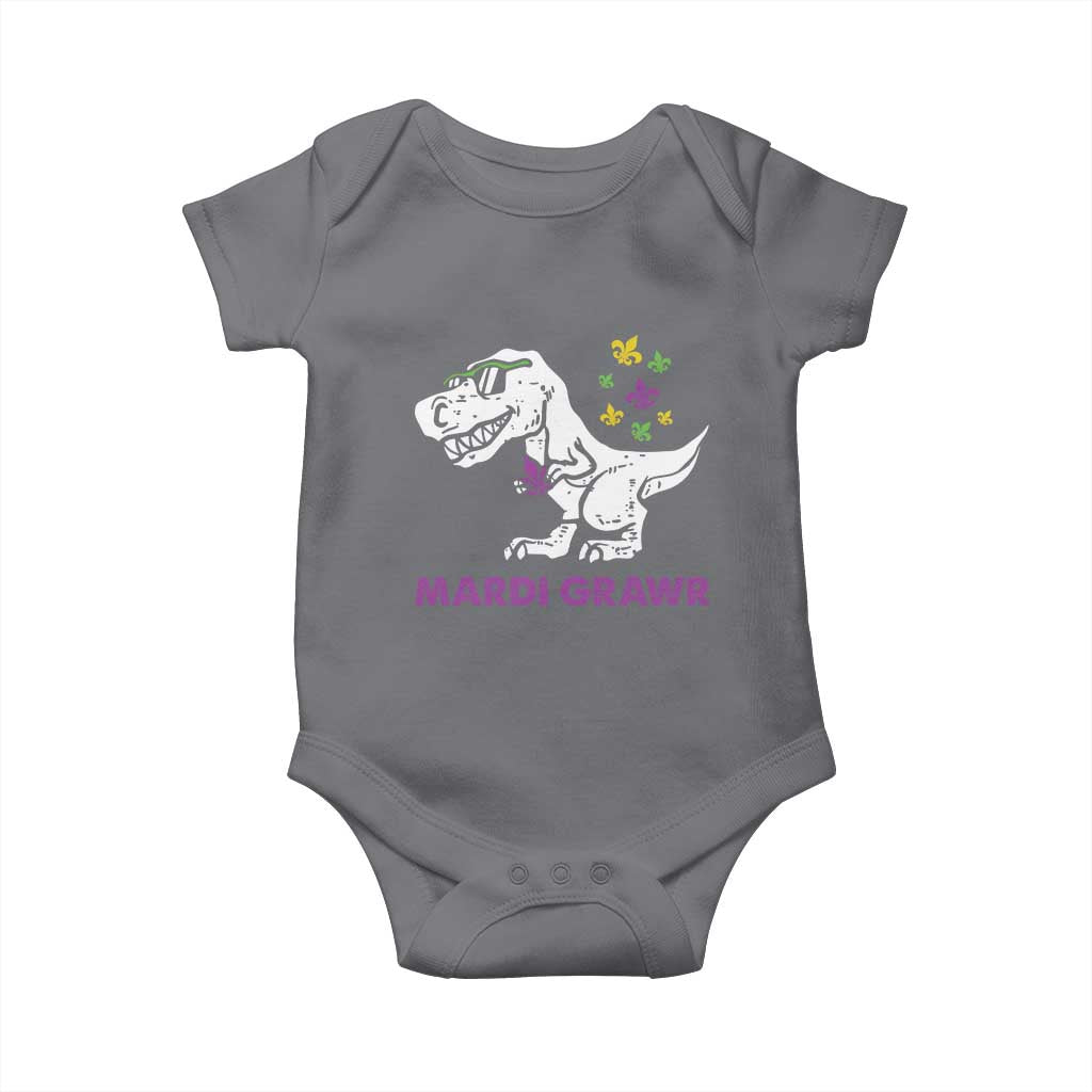 Mardi Gras Grawr Dinosaur Baby Onesie Fat Tuesday Kids TS10 Charcoal Print Your Wear