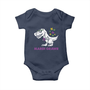 Mardi Gras Grawr Dinosaur Baby Onesie Fat Tuesday Kids TS10 Navy Print Your Wear