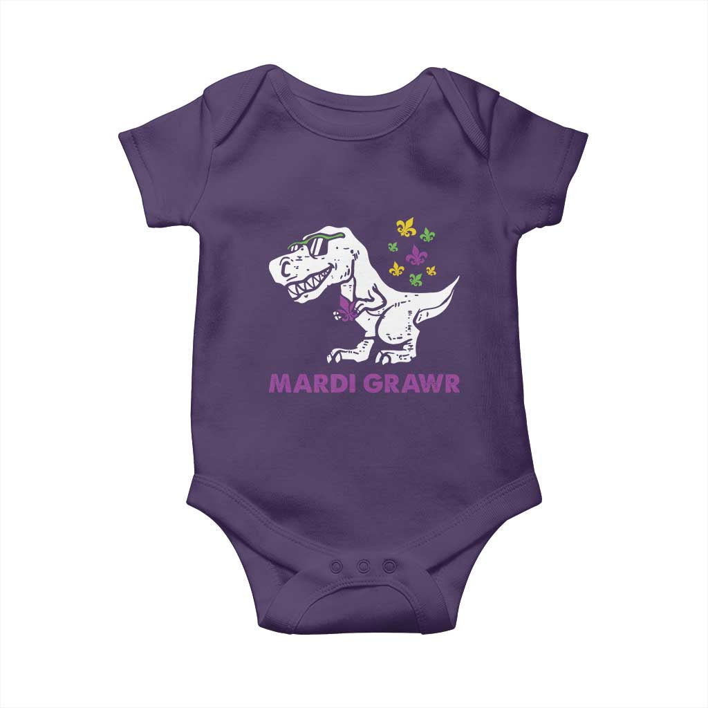 Mardi Gras Grawr Dinosaur Baby Onesie Fat Tuesday Kids TS10 Purple Print Your Wear