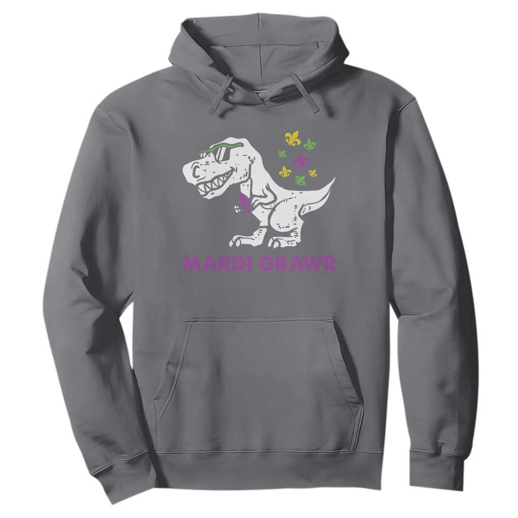Mardi Gras Grawr Dinosaur Hoodie Fat Tuesday Kids TS10 Charcoal Print Your Wear