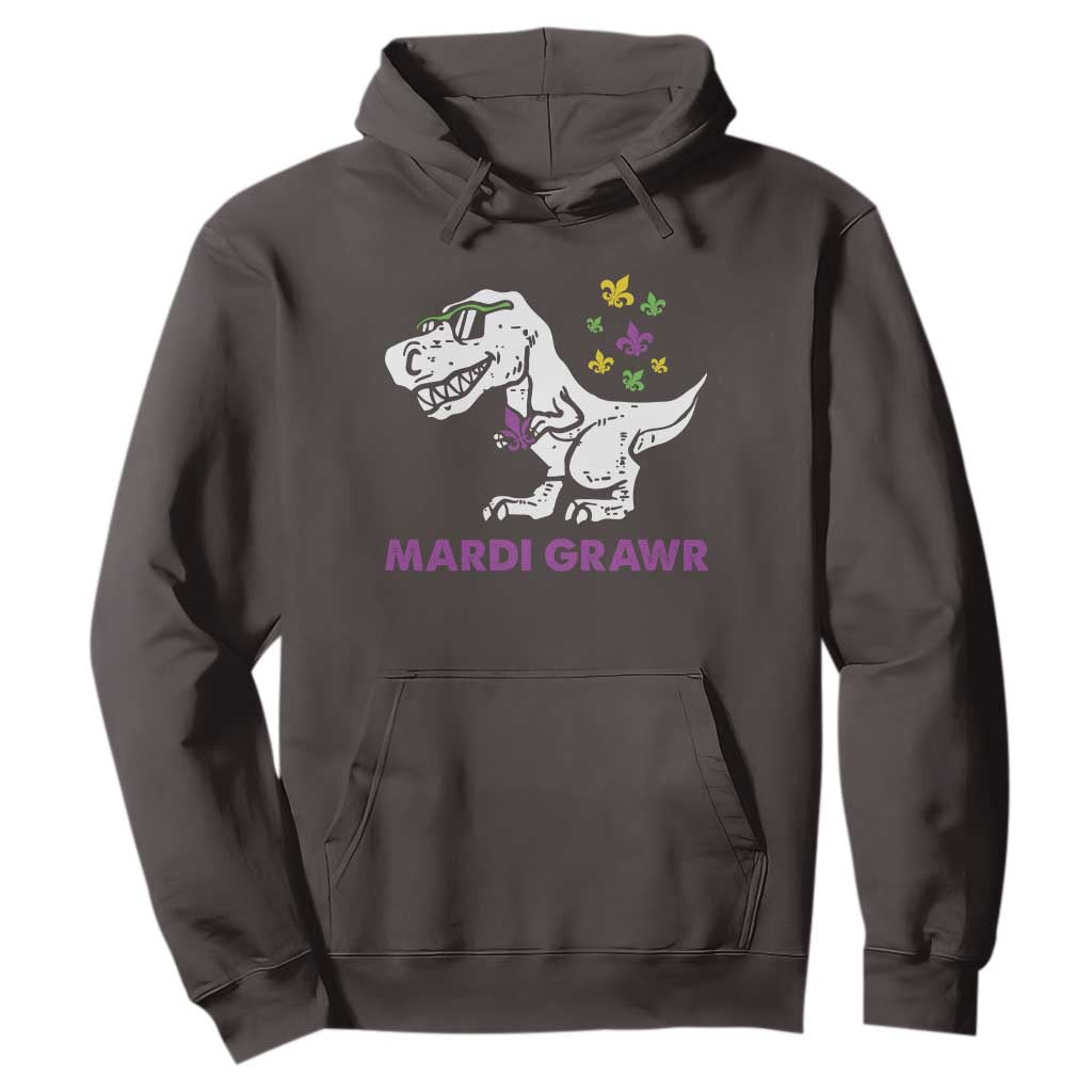 Mardi Gras Grawr Dinosaur Hoodie Fat Tuesday Kids TS10 Dark Chocolate Print Your Wear