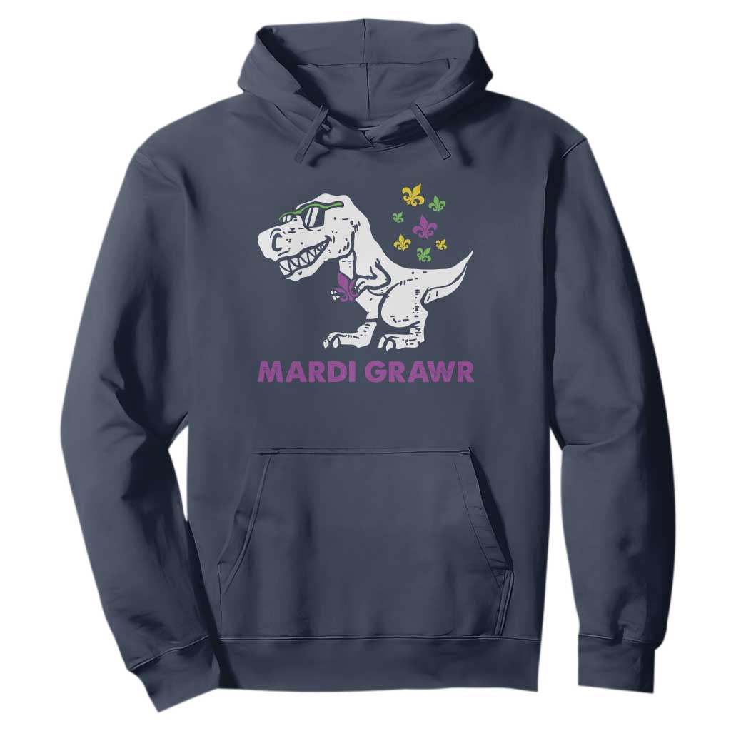 Mardi Gras Grawr Dinosaur Hoodie Fat Tuesday Kids TS10 Navy Print Your Wear