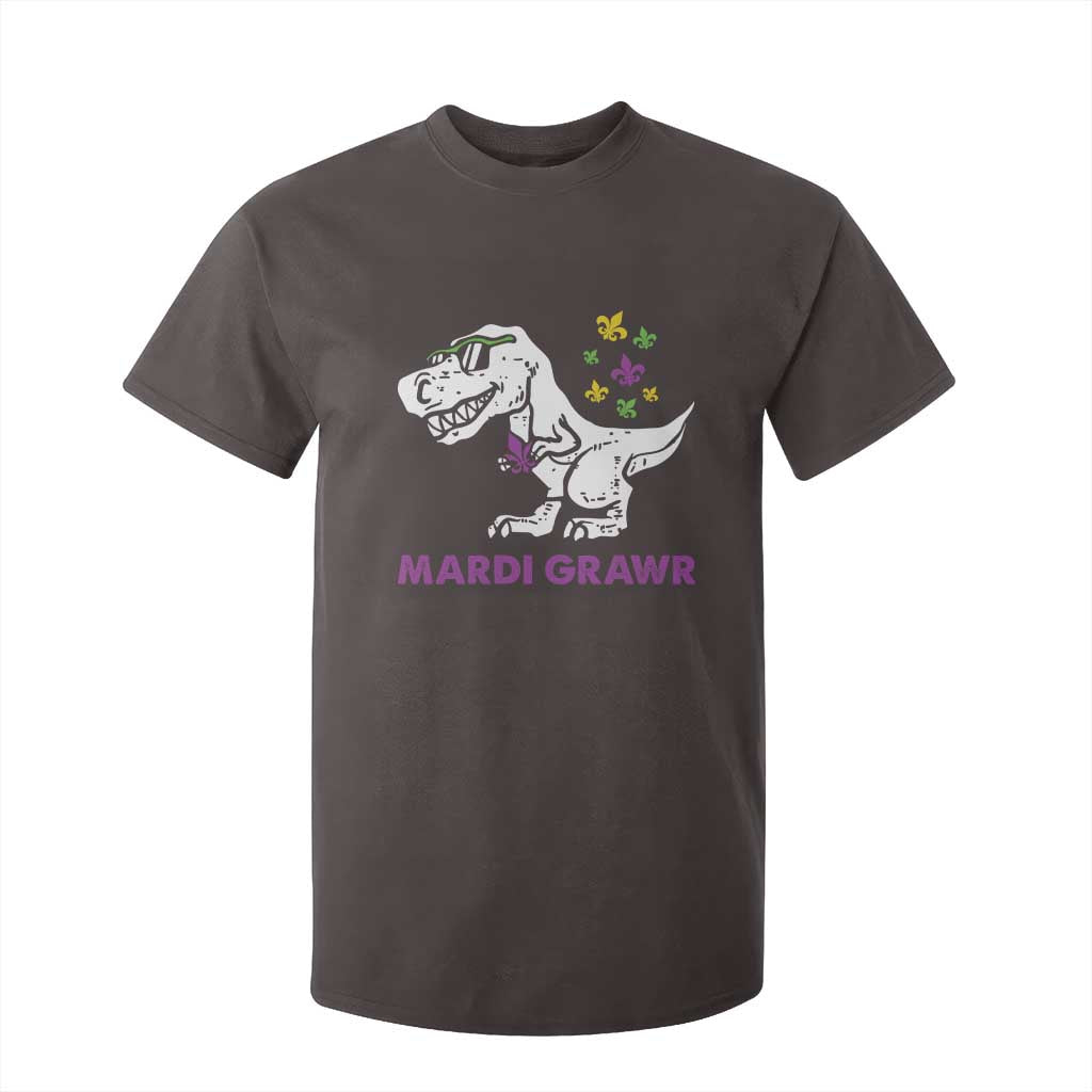 Mardi Gras Grawr Dinosaur T Shirt For Kid Fat Tuesday Kids TS10 Dark Chocolate Print Your Wear