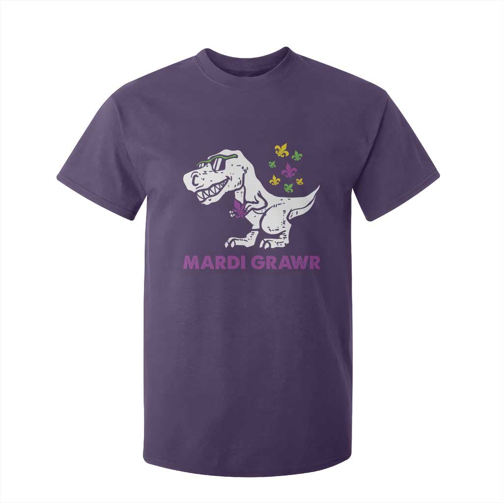 Mardi Gras Grawr Dinosaur T Shirt For Kid Fat Tuesday Kids TS10 Purple Print Your Wear