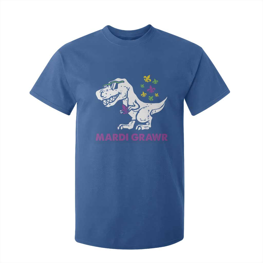 Mardi Gras Grawr Dinosaur T Shirt For Kid Fat Tuesday Kids TS10 Royal Blue Print Your Wear