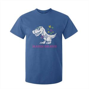 Mardi Gras Grawr Dinosaur T Shirt For Kid Fat Tuesday Kids TS10 Royal Blue Print Your Wear