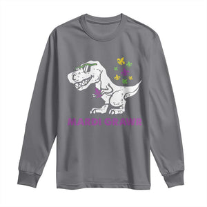 Mardi Gras Grawr Dinosaur Long Sleeve Shirt Fat Tuesday Kids TS10 Charcoal Print Your Wear