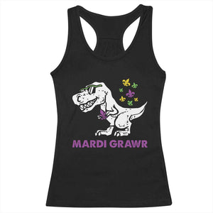 Mardi Gras Grawr Dinosaur Racerback Tank Top Fat Tuesday Kids TS10 Black Print Your Wear