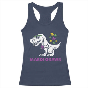 Mardi Gras Grawr Dinosaur Racerback Tank Top Fat Tuesday Kids TS10 Navy Print Your Wear