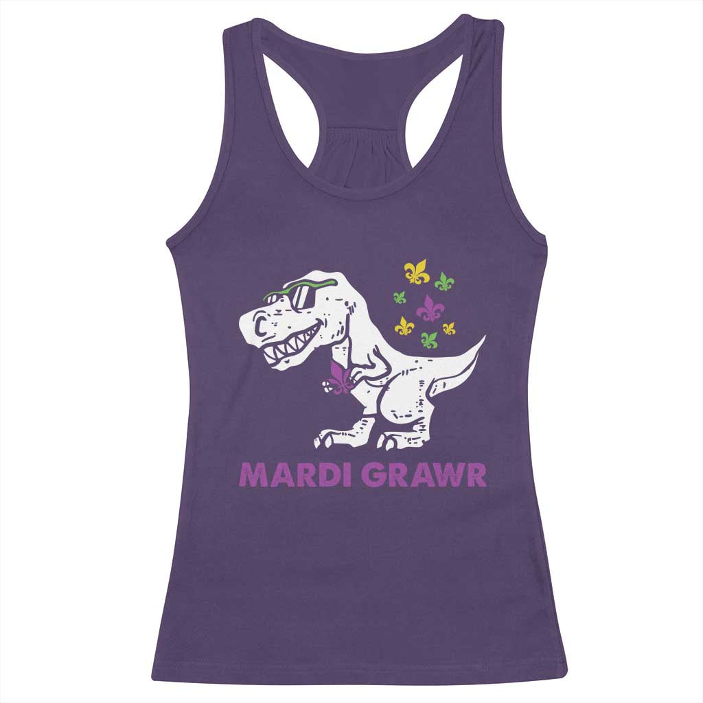 Mardi Gras Grawr Dinosaur Racerback Tank Top Fat Tuesday Kids TS10 Purple Print Your Wear