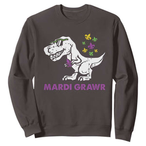 Mardi Gras Grawr Dinosaur Sweatshirt Fat Tuesday Kids TS10 Dark Chocolate Print Your Wear