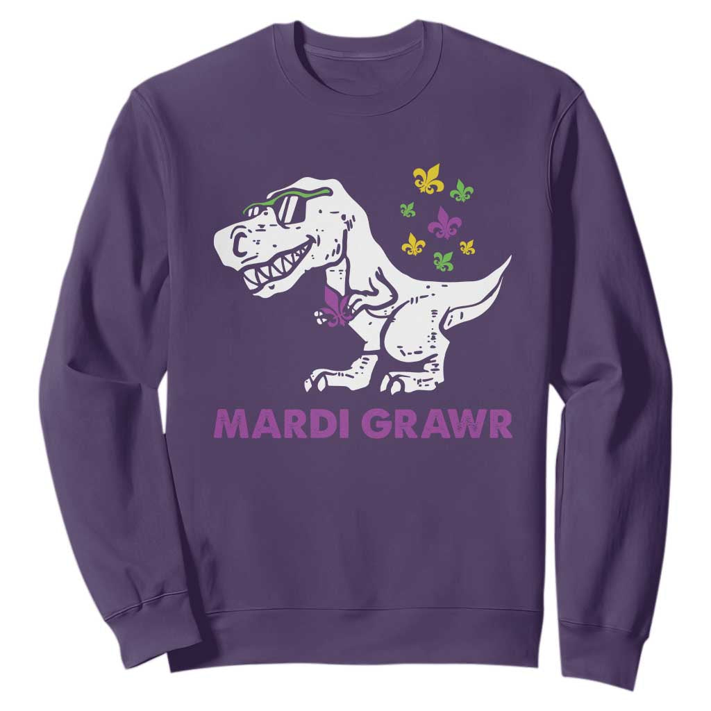 Mardi Gras Grawr Dinosaur Sweatshirt Fat Tuesday Kids TS10 Purple Print Your Wear