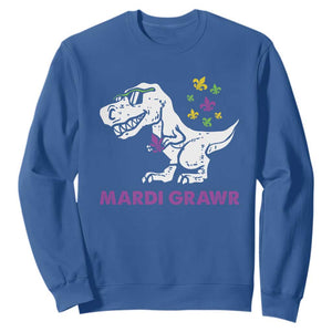 Mardi Gras Grawr Dinosaur Sweatshirt Fat Tuesday Kids TS10 Royal Blue Print Your Wear