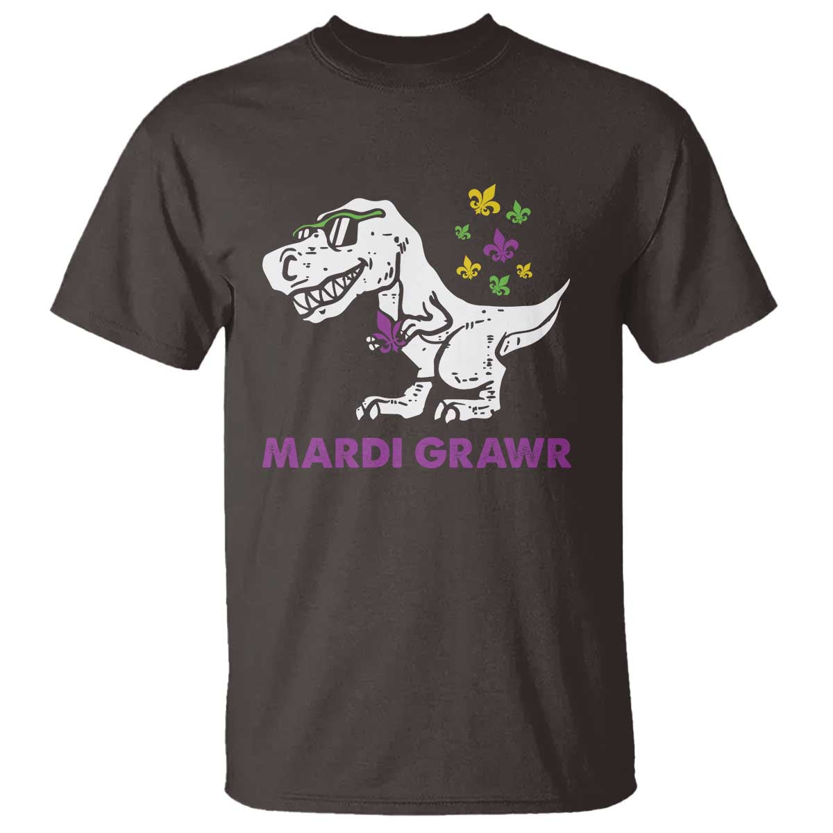 Mardi Gras Grawr Dinosaur T Shirt Fat Tuesday Kids TS10 Dark Chocolate Print Your Wear