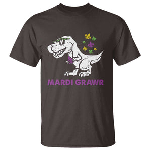 Mardi Gras Grawr Dinosaur T Shirt Fat Tuesday Kids TS10 Dark Chocolate Print Your Wear