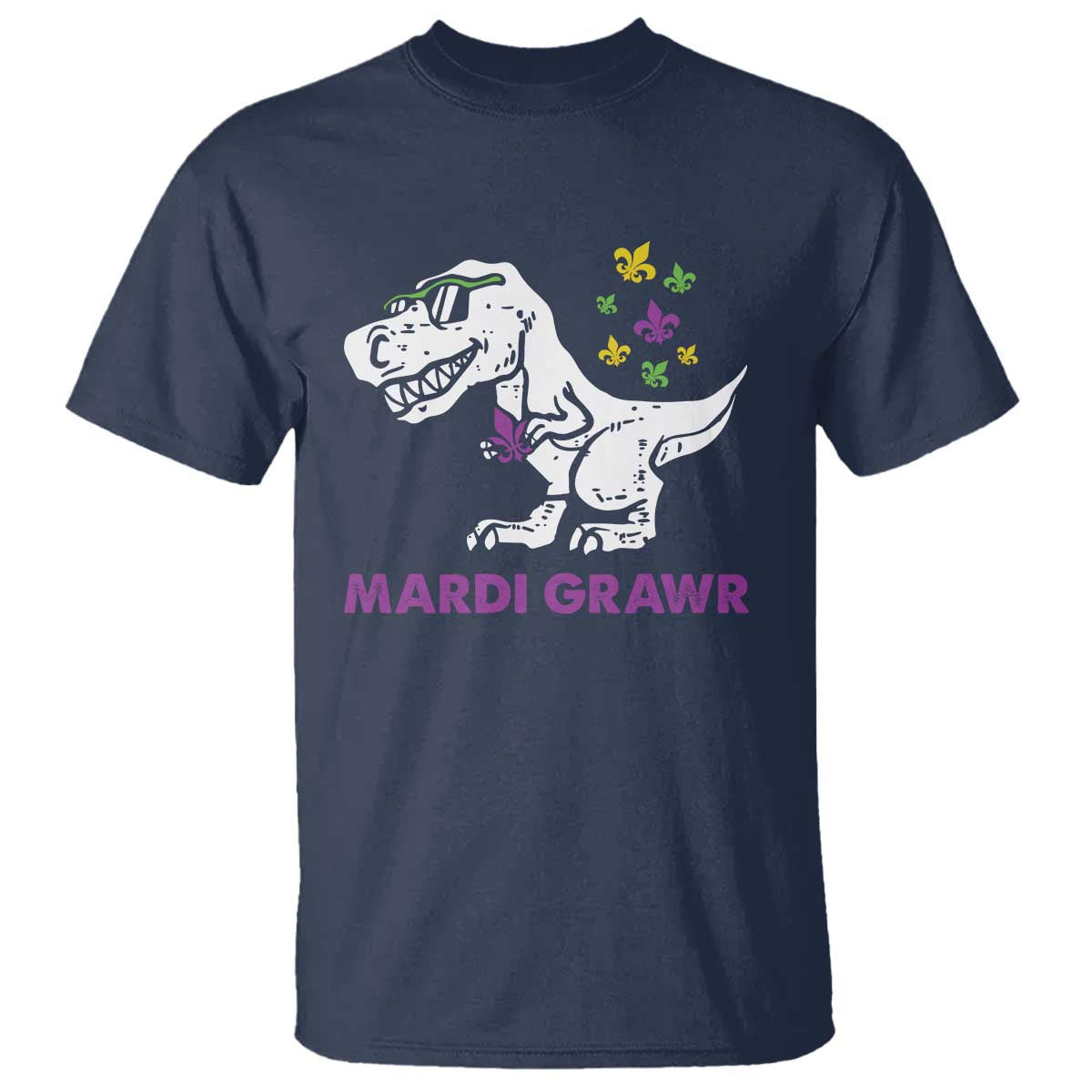 Mardi Gras Grawr Dinosaur T Shirt Fat Tuesday Kids TS10 Navy Print Your Wear